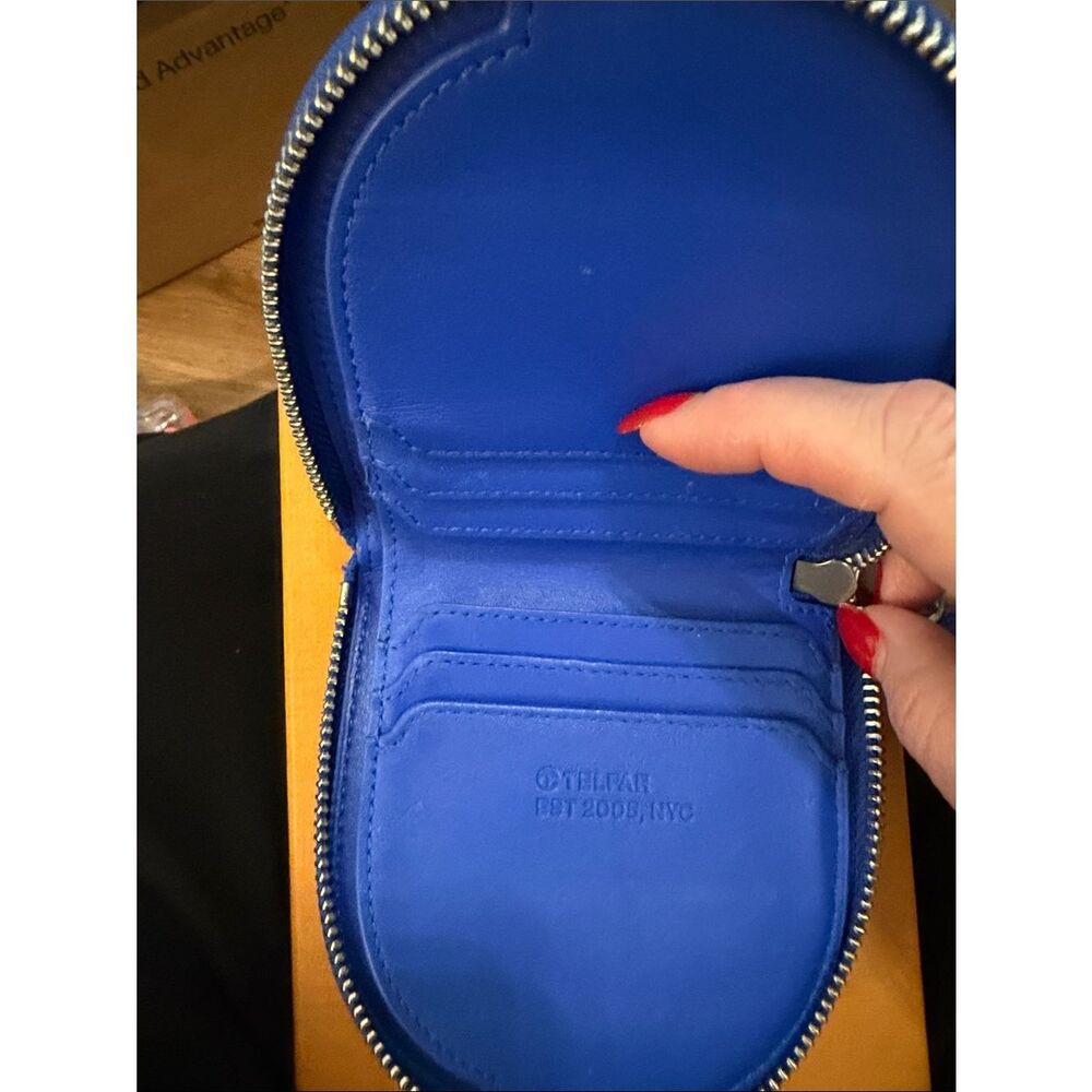 Telfar Zip Wallet with Embossed Logo in Blue - Picture 3 of 3
